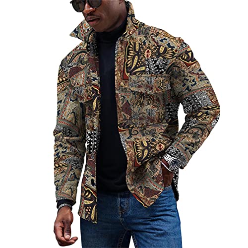 KONG JIMFAN Herren Winterjacke Lodenjacke Leinen Hemd Winter Jacket Men Sakkos Herren Oversize Shirt Herren Ünne Jacke Herren Pufferjacke Herren Oversize Hemd Strickjacke Orange(Gray,M) von KONG JIMFAN