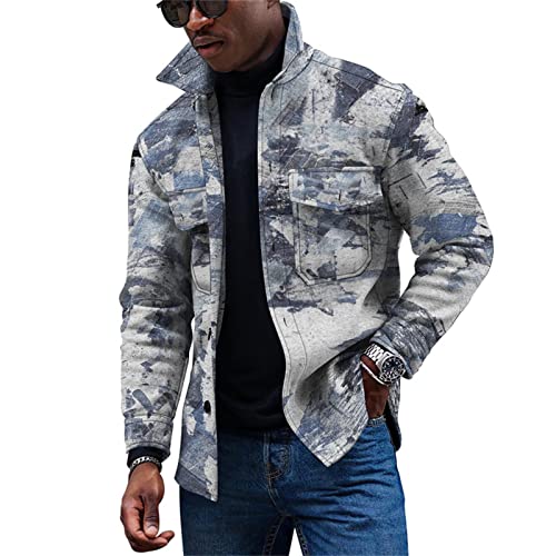 KONG JIMFAN Herren Winterjacke Moderne Winterjacken Herren Rüschenhemd Herren Herren Übergangsjacke Jacken Regenjacke Herren Jacken Herren Sweatjacke Arbeitshemd Herren Segeljacke Herren(Silver,3XL) von KONG JIMFAN