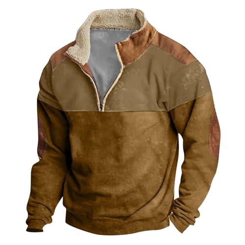 KONG JIMFAN Hoodie Herren Lässige Oodie Hoodie Herren Ethnischer Druck Hoodie Pullover Kapuzenpullover Herren Mit Print Hoodie Herren Herren Crewneck Sweater(Light Brown,XL) von KONG JIMFAN