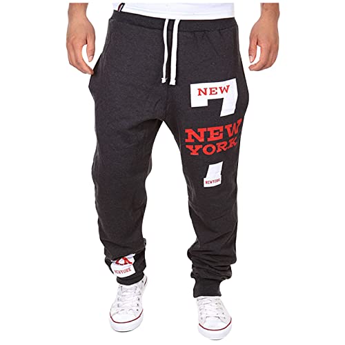KONG JIMFAN Jogger Trainingshose Herren Winter Warm Jogginghose Classics Jogginghose Herren Sportkleidung Stoffhose Herren Hosen Für Männer Mit Fashion Pled Loos S-Hose Langhose(Dunkelgrau,3XL) von KONG JIMFAN