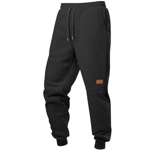 KONG JIMFAN Jogginghose Herren Baumwolle Herren-Cargohosen Winter Jogginghose Herren Lang Freizeithose Herren Lang Arbeitshose Trainingshose Herren Lang Chino Hose Herren Schwarz(#A Black,3XL) von KONG JIMFAN