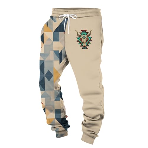 KONG JIMFAN Jogginghose Herren Polyester Jogginghose Herren Lang Yogahose Herren Gefütterte Jogginghose Herren Gym Hose Herren Trainingshose Herren Lang Trousers for Men(#B Beige,3XL) von KONG JIMFAN