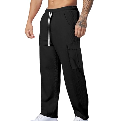 KONG JIMFAN Jogginghose Herren Sweathose Herren Jogginghosen Für Herren Jogginghose Baumwolle Jogginghose Sweatpants Herren Arbeitshosen Laufhose Herren Lang Sporthose Herren Lang(Schwarz,XL) von KONG JIMFAN