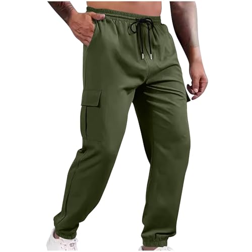 KONG JIMFAN Jogginghose Herren Sweathose Herren Rote Hose Herren Graue Jogginghose Herren Hosen Herren Sporthose Extra Lang Herren Arbeitshose Jogginghose Herren Baumwolle Hosen(Dark Green,3XL) von KONG JIMFAN