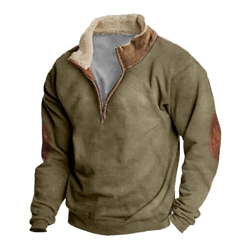 KONG JIMFAN Kapuzenpullover Herren Druck Hoodie Herren Baggy Sweatshirt Kapuzenpullover Top Sweatshirt Mit Rundhalsausschnitt Weihnachten Sweatshirt Ohne Kapuze(Khaki,4XL) von KONG JIMFAN