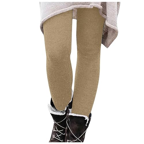 KONG JIMFAN Leggins Strumpfhose Große Größen Thermo Langarmshirt Damen Thermoleggins Schneehose 134 Mädchen Thermo Leggings Damen Winter Thermo Gefütterte Leggings Damen(#2 Khaki,XXL) von KONG JIMFAN