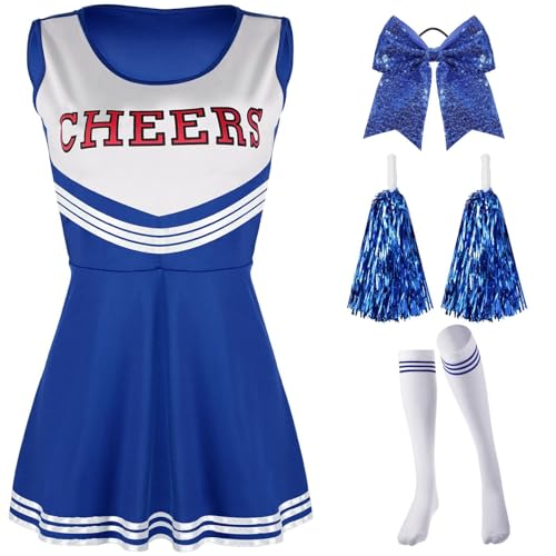KONG JIMFAN Meine Bestellungen Anzeigen Cheerleader Kostüm Damen Pirat Kostüm Herren Cheerleader Kostüm Kinder Schwarz Römerin Kostüm Damen Kostüm Damen Cheerleader Cheerleader Kostüme(#Damen Blue,M) von KONG JIMFAN