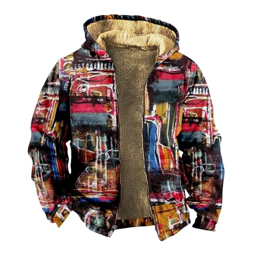 KONG JIMFAN Puffer Jacke Herren Kapuzenjacke Herren Mode Jacke Winterjacken Männer Herren Jacke Übergangsjacke Polo Shirt Festival Outfit Herren Jacken Herren Winter(Multicolor,L) von KONG JIMFAN