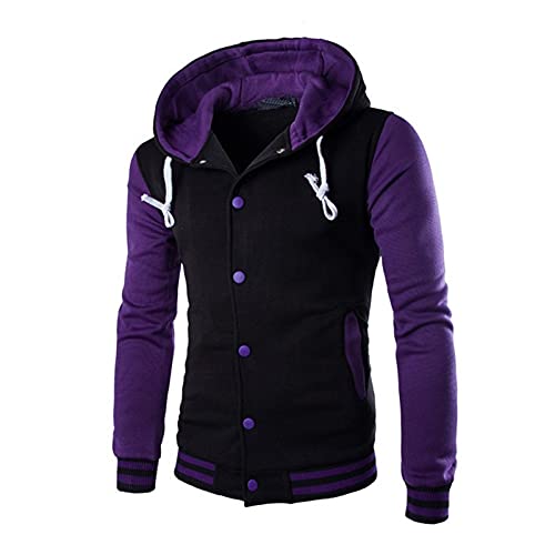 KONG JIMFAN Pullover Herren Mit Kapuze Bequemes Pullover Kapuzenpulli Sweatshirt Partnerlook Mit Kordelzug Hoodies for Men Herren Pullover Hoodie Kapuzenpullis Für Männer Pullover(Lila,L) von KONG JIMFAN
