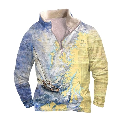 Rollkragenpullover Herren Langarm Sweatshirt Rollkragen Mit Reißverschluss Pulli Hoodie 2024 Top Tshirt Freizeit Unterhemd Langarmshirt Komfortabel Sweater Weich Thermo Oberteil(Himmelblau,XXL) von KONG JIMFAN