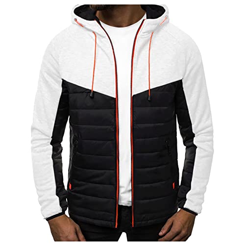 KONG JIMFAN Regenjacke Herren Jacke Imprägnieren Herren College Jacke Jacket Men Jacket Laufjacke Herren Wasserdicht Atmungsaktiv Herren Lederjacke Kunstlederjacke Herrn Winter Jacke(Weiß,XXL) von KONG JIMFAN