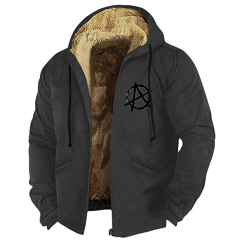 KONG JIMFAN Regenjacke Herren Oversize Pullover Kapuzenpullover Herren College Jacke Pelzjacke Herren Allwetterjacke Herren Herren Blouson Übergangsjacke Cordjacke Herren Männer Jacke(Dark Gray,6XL) von KONG JIMFAN