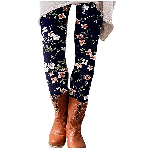 KONG JIMFAN Sportleggins Damen Lang Thermostrumpfhose Schwarz Workout-Leggings Sporthose Glitzerhose Gefütterte Hautfarben Winter Laufjacke (#2 Navy,L) von KONG JIMFAN