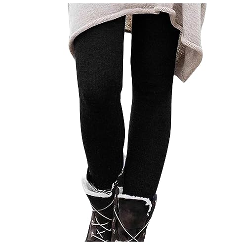 KONG JIMFAN Strumpfhose Gefüttert Skihose Damen Xs Winterstrümpfe Damen Strumpfhosen Winter Jogginghose Plüschleggins Damen Skianzug Damen Einteiler Damen Leggings Elegant(#1 Black,XL) von KONG JIMFAN