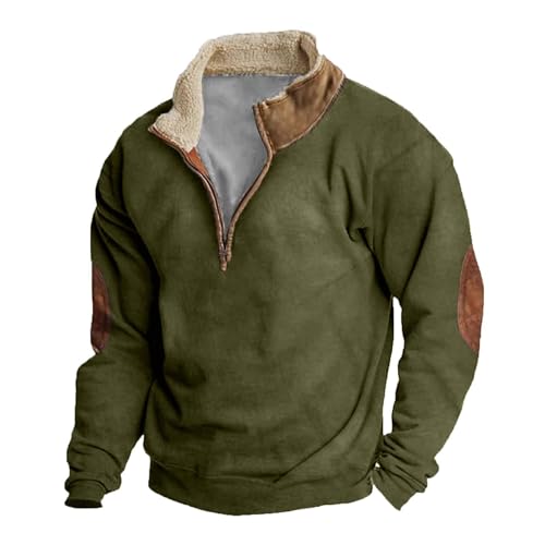 KONG JIMFAN Sweatjacke Herren Langarm Motorrad Pullover Mit Kordelzug Hoodie Color Blocking Hoodies Mens Kapuzen Pullover Für Paare Langarmshirt Herren Schwarzer Pullover Herren(Army Green,M) von KONG JIMFAN