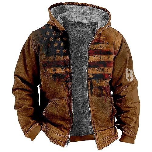 KONG JIMFAN Sweatjacke Herren Muay Thai Shirt Hoodie Mit Reißverschluss Arbeitsjacke Warme Winterjacken Übergangsjacke Herren Herren Hemden Langarm Klamotten Herren Oversize Jeansjacke(Ginger,L) von KONG JIMFAN