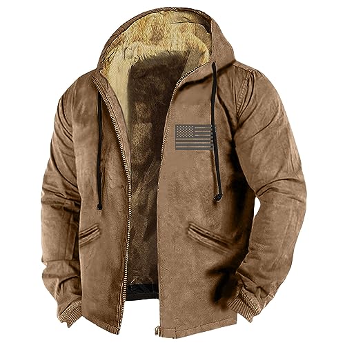 KONG JIMFAN Sweatjacke Herren Oberteile Regenponcho XXXL Softshelljacke Herren Männer Jacken Sakko Winterjacke Herren Portable Poncho Ball Regenponchos Regenumfang Kapuzenjacke Herren(Brown,4XL) von KONG JIMFAN