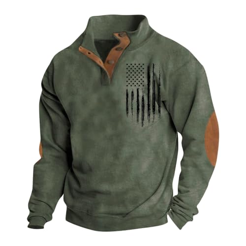 Rollkragenpullover Herren Stehkragen Winter Pulli Sweatshirts Drucken Top Sport Tshirts Bequemer Hoodie Herren Oversize Passform Sweater Entspannte Passform Hemdjacke Thermo Oberteil(2-Army Green,L) von KONG JIMFAN