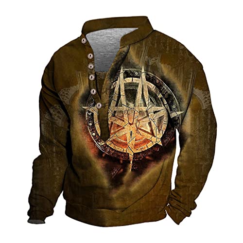 Herren Pullover Winter Rundhals Winter Pulli Sweatshirt Jacke Vintage Druck Top Sport Lässige Hoodies Y2k Sweaters Vintage Unterhemden Oberteil Sweatjacke Sweatshirt Trainingsjacke(1-Brown,3XL) von KONG JIMFAN