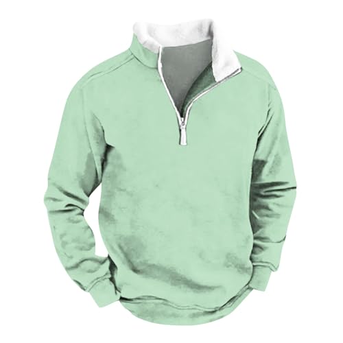 KONG JIMFAN T Shirt Blau Stern Arbeits T Shirt Herren Trikot Fahrrad Herren Streifen Pullover Herren Crop Sweatshirt Surf Hoodie Herren Freizeithemden Mit Langem Arm(Mint Green,4XL) von KONG JIMFAN