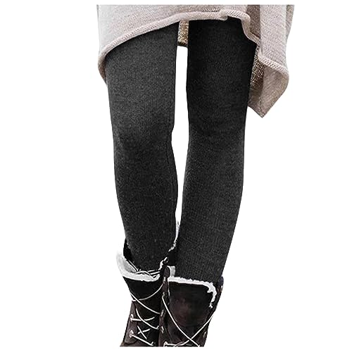 KONG JIMFAN Thermo Leggins Thermohosen Damen Thermohose Damen Winter Gefüttert Bauchweg Unterhose Gym Hose Damen Leggings Große Größen Damen Kompressionsstrumpfhose Damen(#03 Dark Gray,S) von KONG JIMFAN