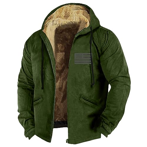 KONG JIMFAN Übergangsjacke Backprint Hoodie Überschüssige Jacken Pilotenjacke Karierte Jacke Jacke Übergangsjacke Herrenjacken Jacke Jeans Fahrradjacke Herren(Army Green,XL) von KONG JIMFAN