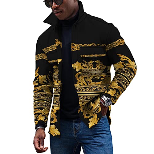 KONG JIMFAN Übergangsjacke Herren Glänzende Jacke Herren Hemde Herren Jacken Herren Rollkragenpullover Sweatjacke Herren Herren Dünne Jacke Anzugjacke Oberhemden Herren Snowboardjacke(Hot Pink,S) von KONG JIMFAN