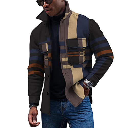 KONG JIMFAN Ünne Jacke Herren Pilotenjacke Hemd Jacke Herren Jacke Herren Herrenhemden Herrenhemden Langarm Herren Jacken Arbeitsjacke Herren Winter Blaues Hemd Winter Arbeitsjacke(Coffee,L) von KONG JIMFAN