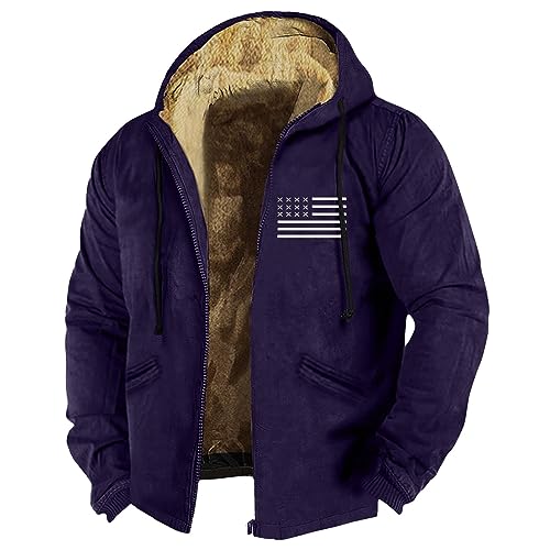 KONG JIMFAN Winterjacke Herren Herren Jacke Wasserdicht Jacke Feuerwehr Jacke Herren Holzfällerjacke Winterjacke Bunte Hemden Herren Herren Winter Sweatshirt Jeansjacke Mit Perlen(Dark Blue,7XL) von KONG JIMFAN