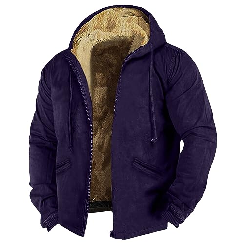 KONG JIMFAN Winterjacke Herren Kochjacke Herren Outdoor Jacken Winterjacke Jeansjacke Mit Kapuze Softshelljacke Herren Herren Jeansjacke Wind Und Regenjacke Polo Winterjacke(Dark Blue,L) von KONG JIMFAN