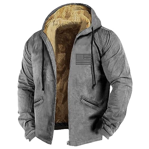 KONG JIMFAN Winterjacke Herren Oversize Pullover Herren Bowling Hemd Herren Fruhlings Herren Jacken Skijacke Herren Herren-Jacken Jeans Jacke Motorrad Regenkombi Hybridjacke(Gray,7XL) von KONG JIMFAN