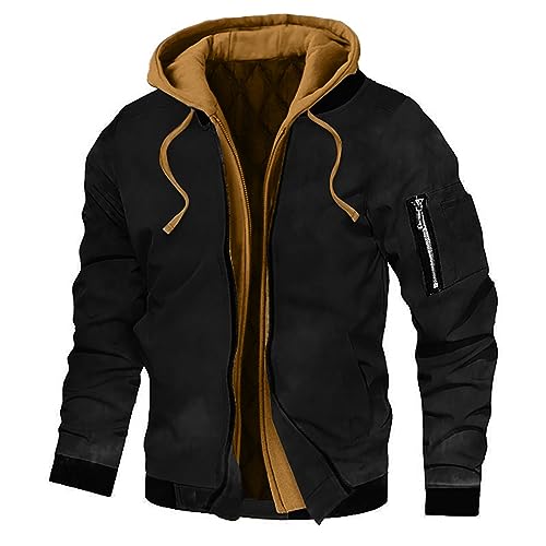 KONG JIMFAN Winterjacke Herren Rain Jacket Türkei Pullover Sweatjacke Wildlederjacke Strickjacke Wachsjacke Regenmantel Wasserdicht Reflektierende Jacke (Black, L) von KONG JIMFAN