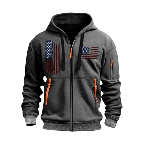 KONG JIMFAN Zipper Hoodie Herren Hoody Mit Kapuze Strickjacken Für Oversize Hoodies Zip Up Sweatjacke Herren(#D Dark Gray,M) von KONG JIMFAN