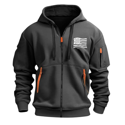 KONG JIMFAN Zipper Hoodie Herren Jacke Pullis Hoody Mit Kapuze Sweatshirt Pullover Strickjacke Sweatjacke Herren(#E Dark Gray,XXL) von KONG JIMFAN