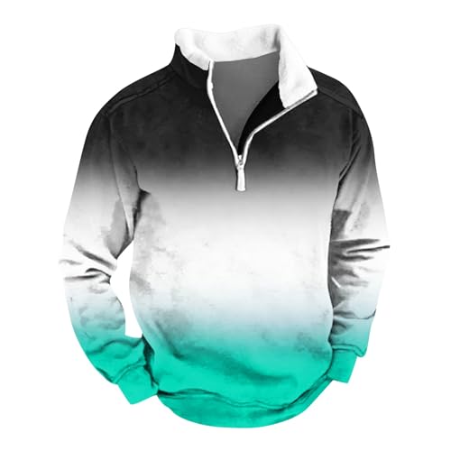 Ostern Geschenke Männer Jogginghose Blau Skitouren Bekleidung Herren Shirt Herren Langarm Trainings Hoody Herren Hochwertige Pullover Herren Schwarze Tops Herren Aufstiegs T-Shirts(Turquoise,M) von KONG JIMFAN