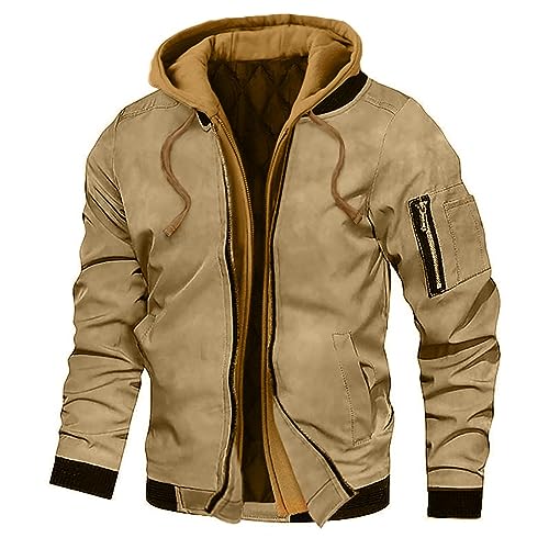 Puffer Jacke Herren One Piece Shirt Pilotenjacke Herren Softshelljacke Herren Jacken Herren Jacke Herren Übergangsjacke Hässliche Tshirts Softshelljacke Herren Polo Jacke(Khaki,XL) von KONG JIMFAN