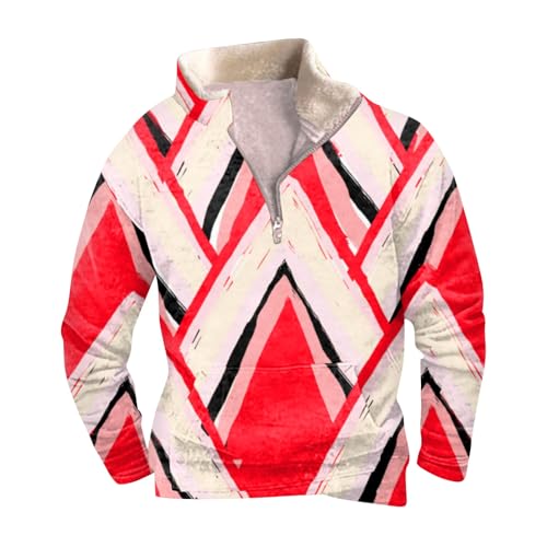 Solid Herren Pullover Hoody S Langer Wintermantel Herren Weihnachstgeschenk Angeles Tshirt Italienische Tunika Mit Spitze Gerippter Pullunder Spitzen Top(Vermilion,3XL) von KONG JIMFAN