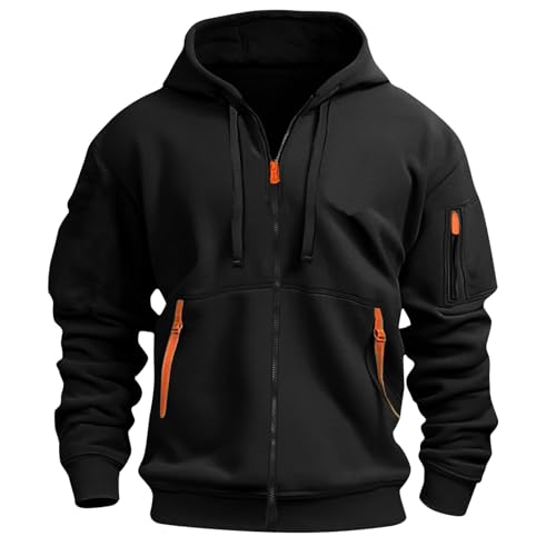 Sweatjacke Herren Jacke Jeansjacke Weihnachtspulli Ugly Christmas Sweater Zip Hoodie Kapuzenjacke Zipper Herren(#B Black,3XL) von KONG JIMFAN