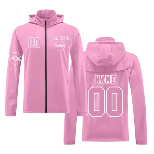 Trainingsjacke Personalisierte Übergangsjacke für Erwachsene Kinder,Anpassbares Logo Name Nummer Teamname,Mesh Futter Atmungsaktive Kapuzenjacke Quick Drying Sportbekleidung Fahrradjacke(Purple Pink) von KONG JIMFAN