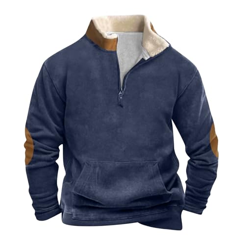 Vintage Pullis Pullover Herren Kragen Sweatshirt Herren Gruen Herren Hemd Slim Fit Langarm Sweatshirt Herren 100 Baumwolle Pullover Mit Schleife Sweater 170 Freizeithemden Lange Ärmel(Navy,XL) von KONG JIMFAN