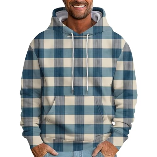 Herren Hoodie Druck Sweatshirts mit Kordelzug Kapuze Langarm Kapuzenpullover Taschen Pulli Winter 2024 Sweatjacke Herren Warm Bequeme Pulli Casual Oversize Oberteile Geschenke Für Männer(#C Khaki,3XL) von KONG JIMFAN