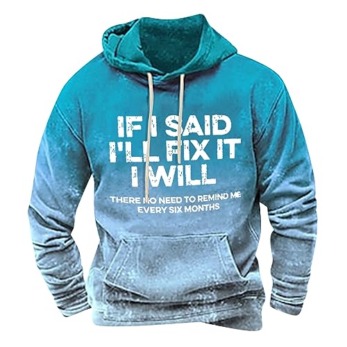 Hoodie Herren,Druck Sweatshirts mit Kordelzug Kapuze Langarm Kapuzenpullover mit Tasche Shirt Winter 2024 Sweatjacke Bequeme Pulli Lässig Oversize Pulli Geschenke Für Männer Jacke(#B Cyan,3XL) von KONG JIMFAN