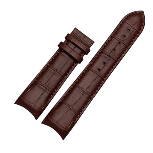 KONGNY 22mm 23mm 24mm Echtleder-Armband mit gebogenem Ende für Herren, Braun-No-Schnalle, 22mm von KONGNY