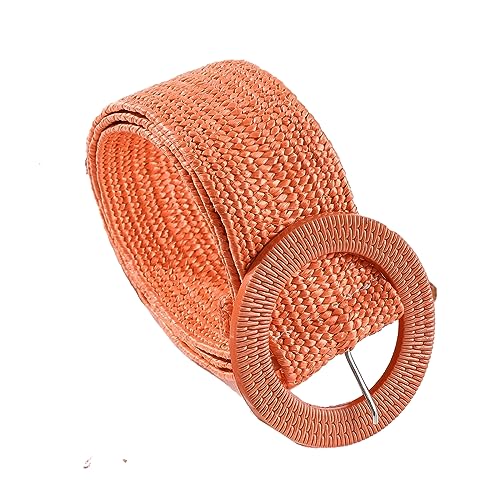 KONGNY Boho Orange Elastischen Breiten Gürtel frauen Bund Sommer Strand Pp Stroh Geflochtene Gürtel Weibliche Kleid Hemd Taille Gürtel, Z22082310 von KONGNY