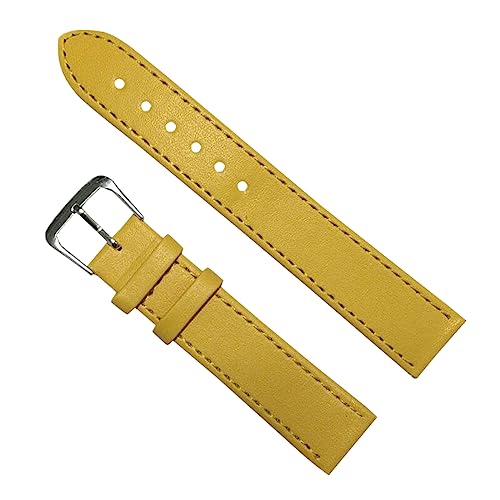 KONGNY Leder-Uhrenarmband, 10mm/12mm/14mm/16mm/18mm/20mm/22mm/24mm, verstellbares Armband für Herren und Damen, Gelb, 14mm von KONGNY