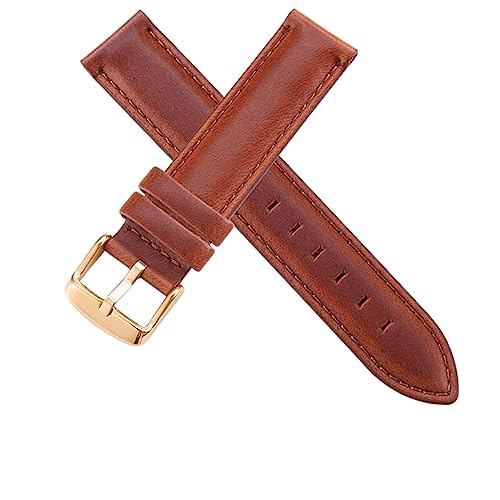 KONGNY Lederarmband Braun mit Roségoldarmband 12 13 14 16 18 20mm Uhrenarmband, Braungold, 16mm von KONGNY