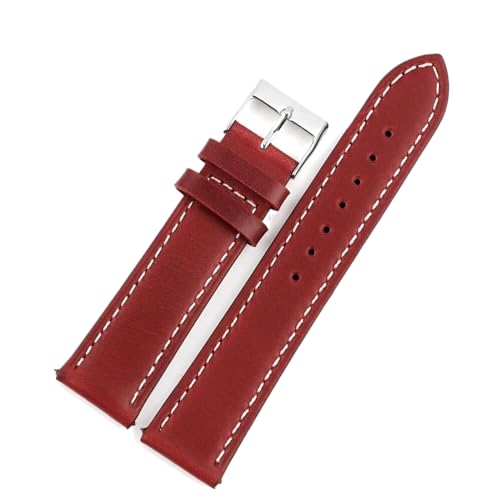 KONGNY Ölwachs-Leder-Uhrenarmbänder, 16mm, 18mm, 19mm, 20mm, 21mm, 22mm, 24mm, Retro-Armband, handgefertigtes Armband, Windrot, 16mm KONGNY Ölwachs-Leder-Uhrenarmbänder, 16mm, 18mm, 19mm, 20mm, 21mm, 22mm, 24mm, Retro-Armband, handgefertigtes Armband, Windrot, 16mm von KONGNY