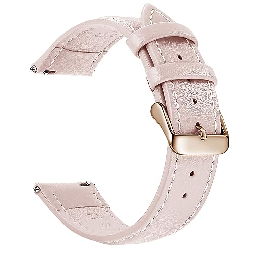 KONGNY Uhrenarmband aus genarbtem Leder mit Schnellverschluss, 18mm/20mm/22mm, Rosa Roségold, 18mm von KONGNY