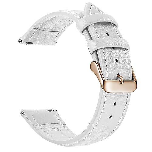 KONGNY Uhrenarmband aus genarbtem Leder mit Schnellverschluss, 18mm/20mm/22mm, Weißes Roségold, 20mm von KONGNY