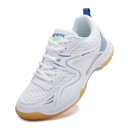KONJACLY Badminton Schuhe Für Männer Frauen Leichte Pickleball Walking Tennis Trainer Casual Volleyball Fitness Sport Sneaker,Weiß,39 EU von KONJACLY